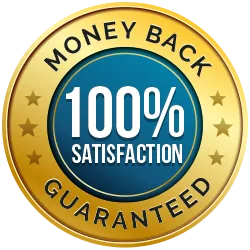 100% satisfaction money-back guarantee seal